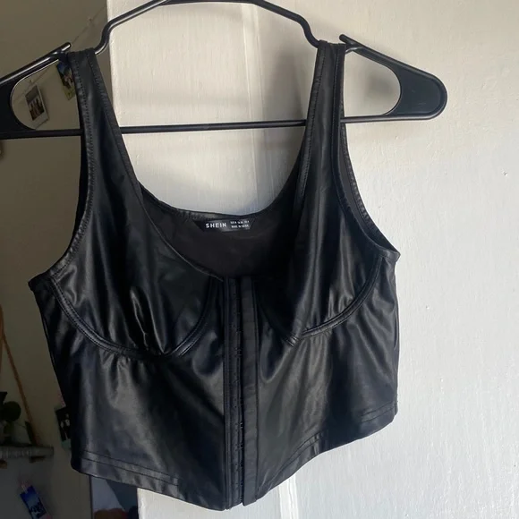 Faux leather corset bustier crop top
